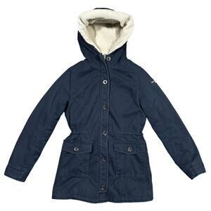 Abercrombie Kids Sherpa Lined Winter Coat Size Kids Large Navy Blue Warm
